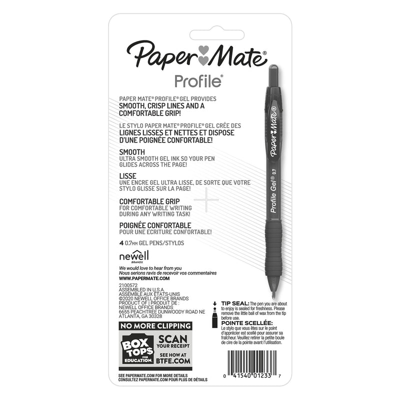 PROFILE GEL PEN ASST 4PK