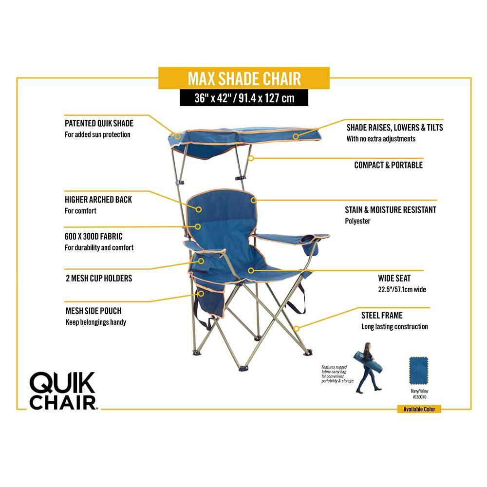 Quik Shade MAX Navy Polyester and Nylon Camp Chair 160070DS