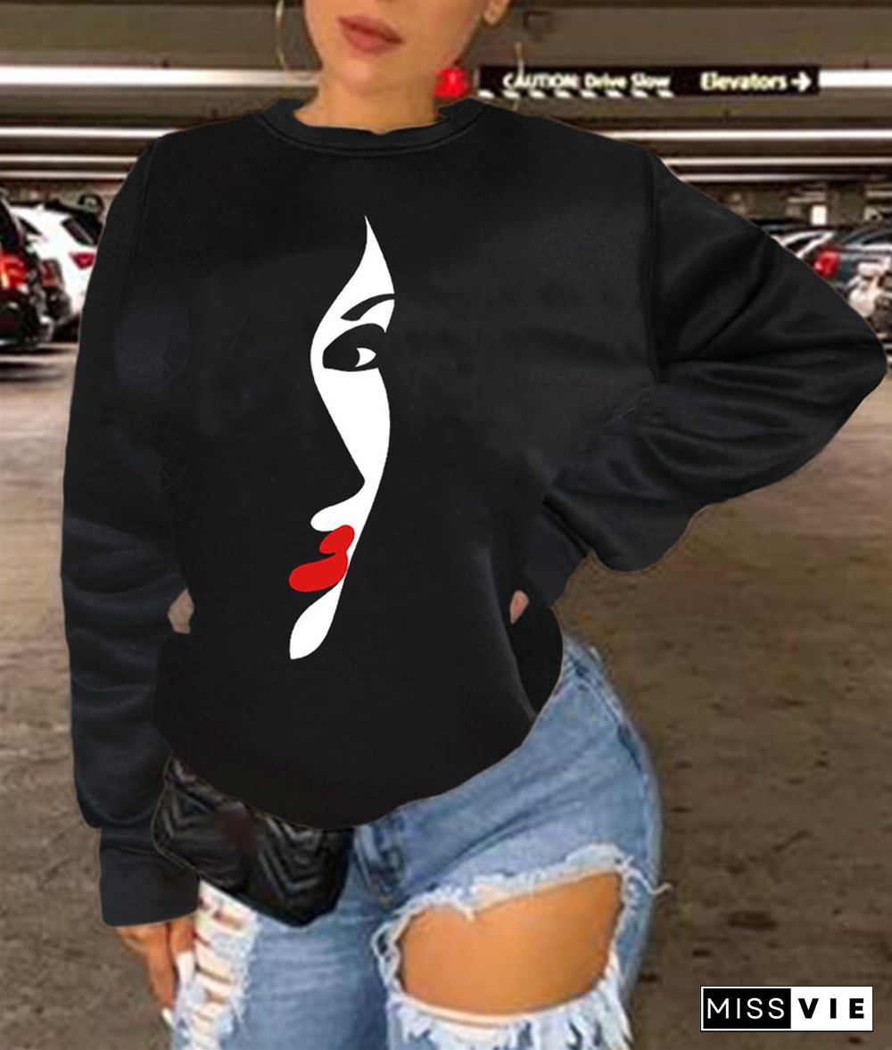 O Neck Long Sleeve Sweatshirt Streetwear Tops