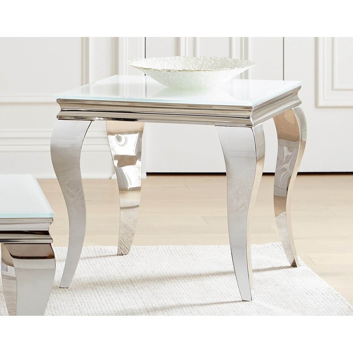 Coaster Furniture Luna White and Chrome Square End Table