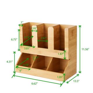 Mind Reader Brown 6 Compartment Upright Coffee Condiment and Cup Organizer UPBMB-BRN