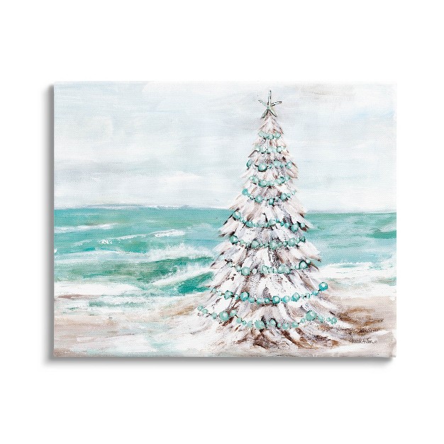 Stupell Industries Snowy Christmas Tree Beach Shore Canvas Wall Art