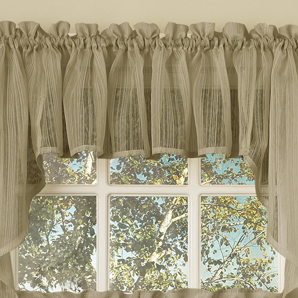 Mocha Micro Striped Semi Sheer Window Curtain Pieces