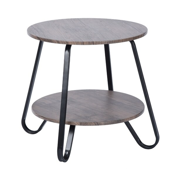 Small Round End Table with Storage