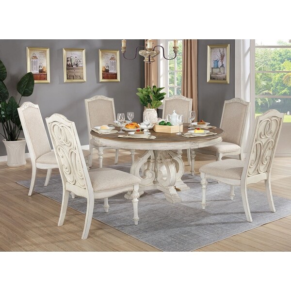 Wood Dining Table in Antique White - Antique White