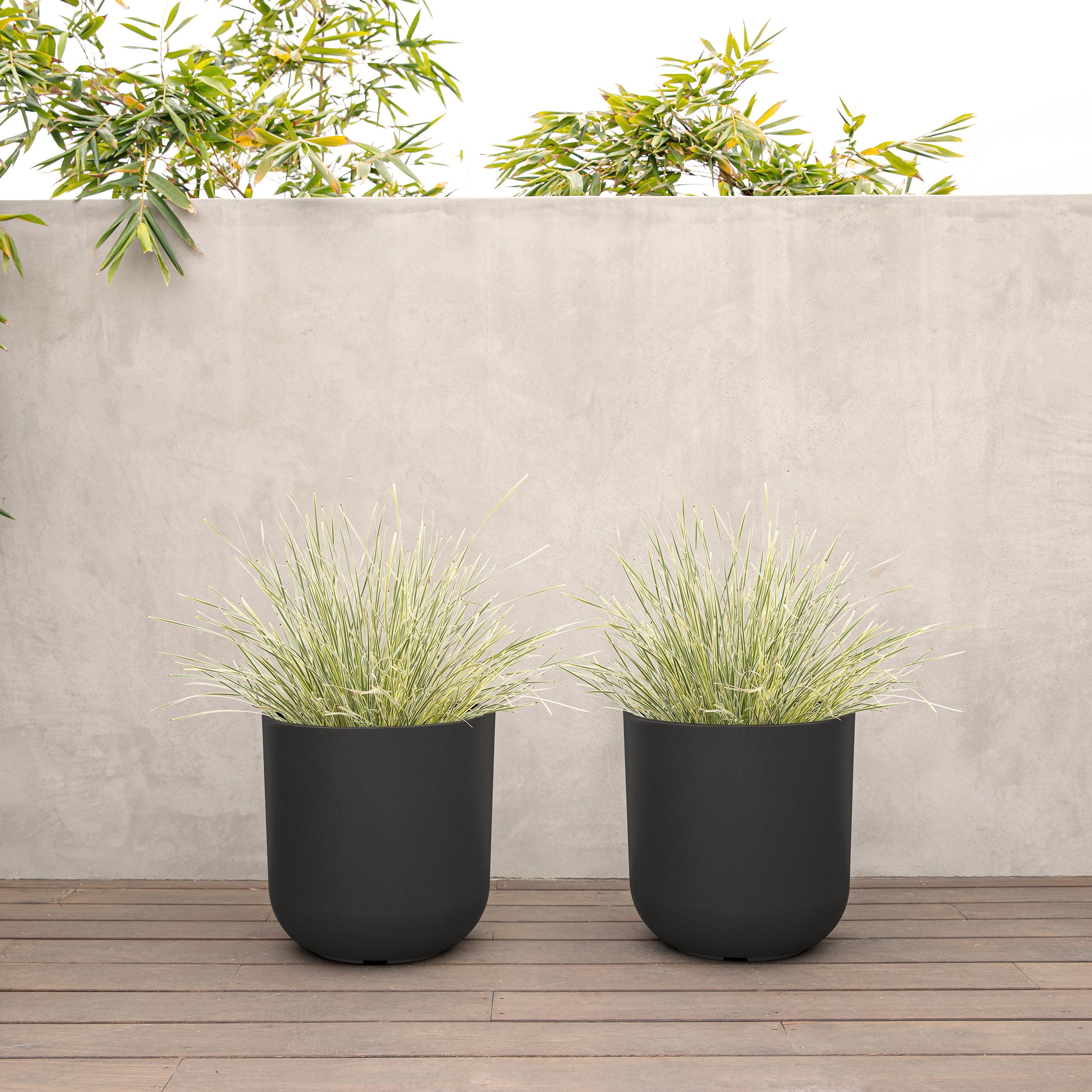 Veradek Pure Series Kona 15" Black Planter 2 Pack