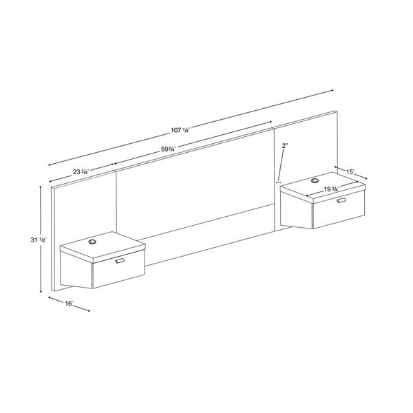 Prepac Series 9 Designer Floating Queen Headboard - - 21895147