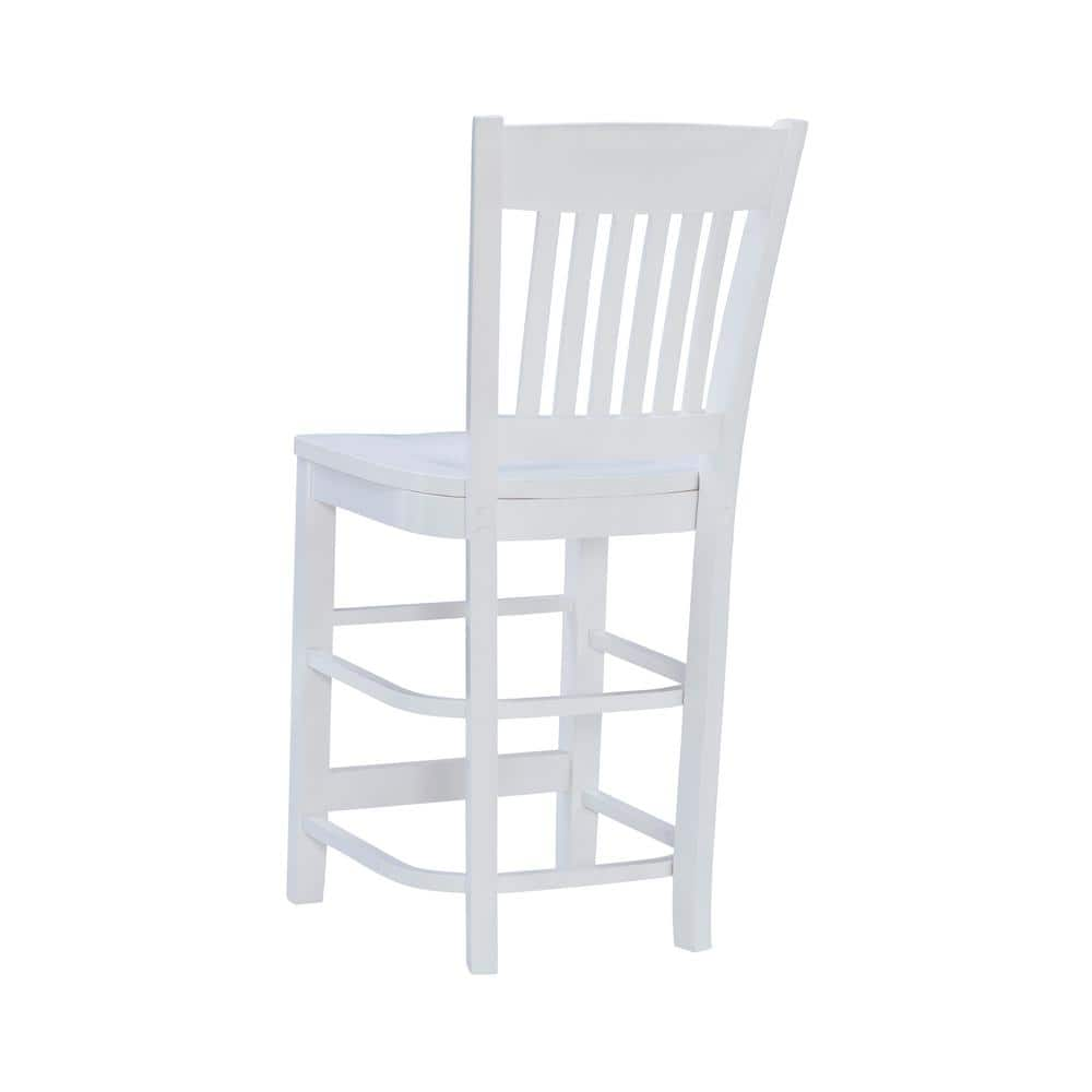 Linon Home Decor Dorothy 40.5 in. White Wood Back Bar Stool with 24 in. High Wood Seat (Set of 2) THDAC3765