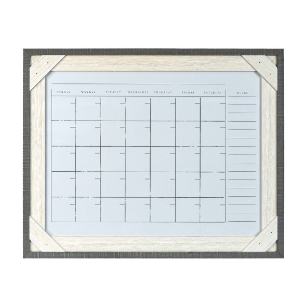 X 20 quot Framed Reclaimed Crosshatch Dry Erase Wall Calendar Gray white Prinz