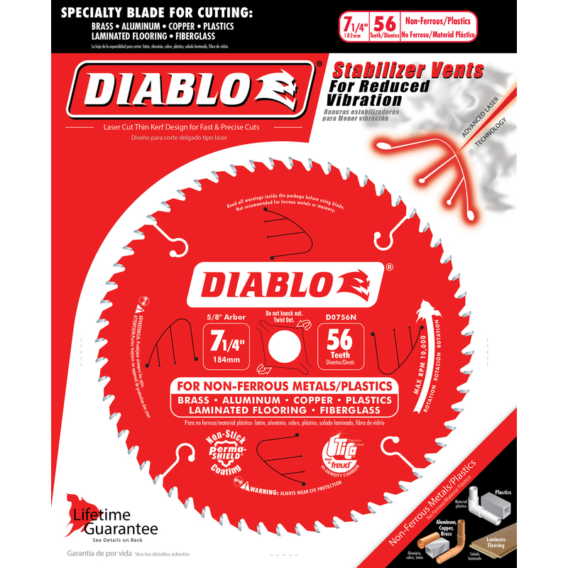 Diablo 7-1/4 in. D X 5/8 in. Carbide Circular Saw Blade 56 teeth 1 pc