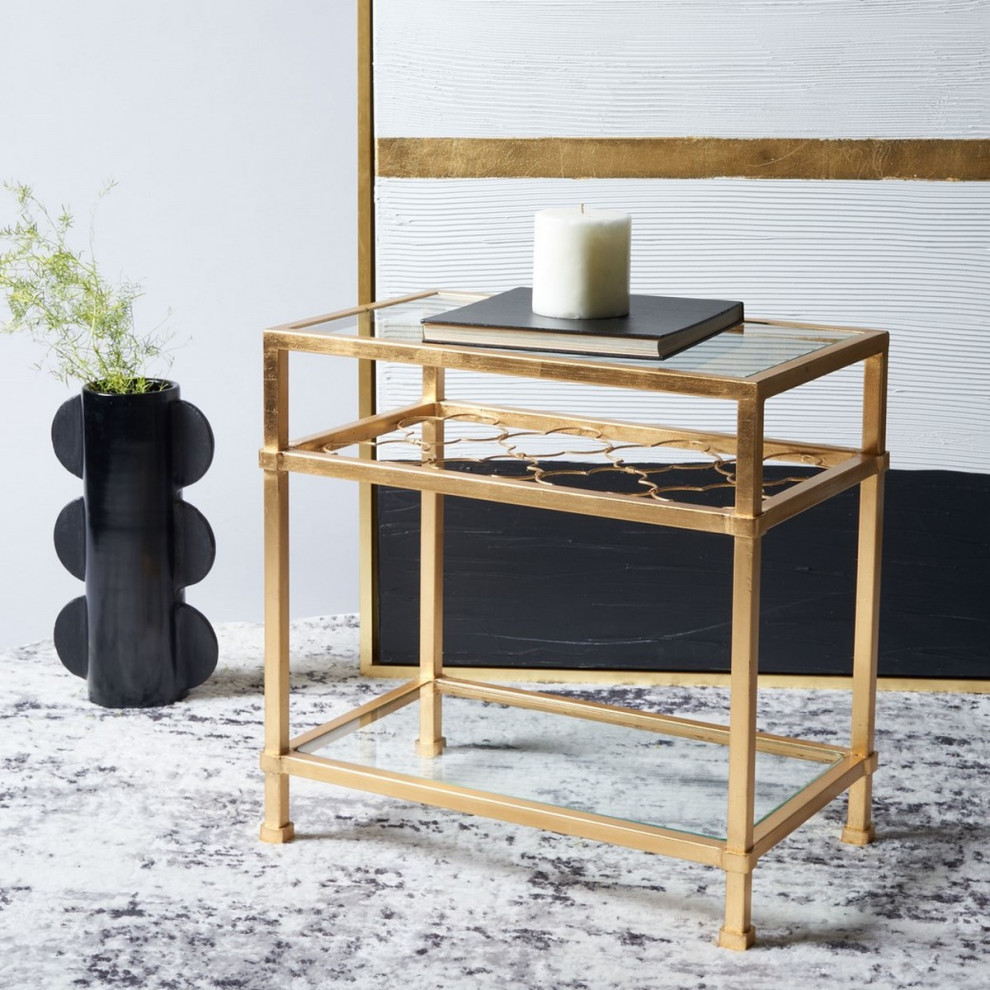 Calida Gold Leaf Glass Side Table   Modern   Side Tables And End Tables   by Virgil Stanis Design  Houzz