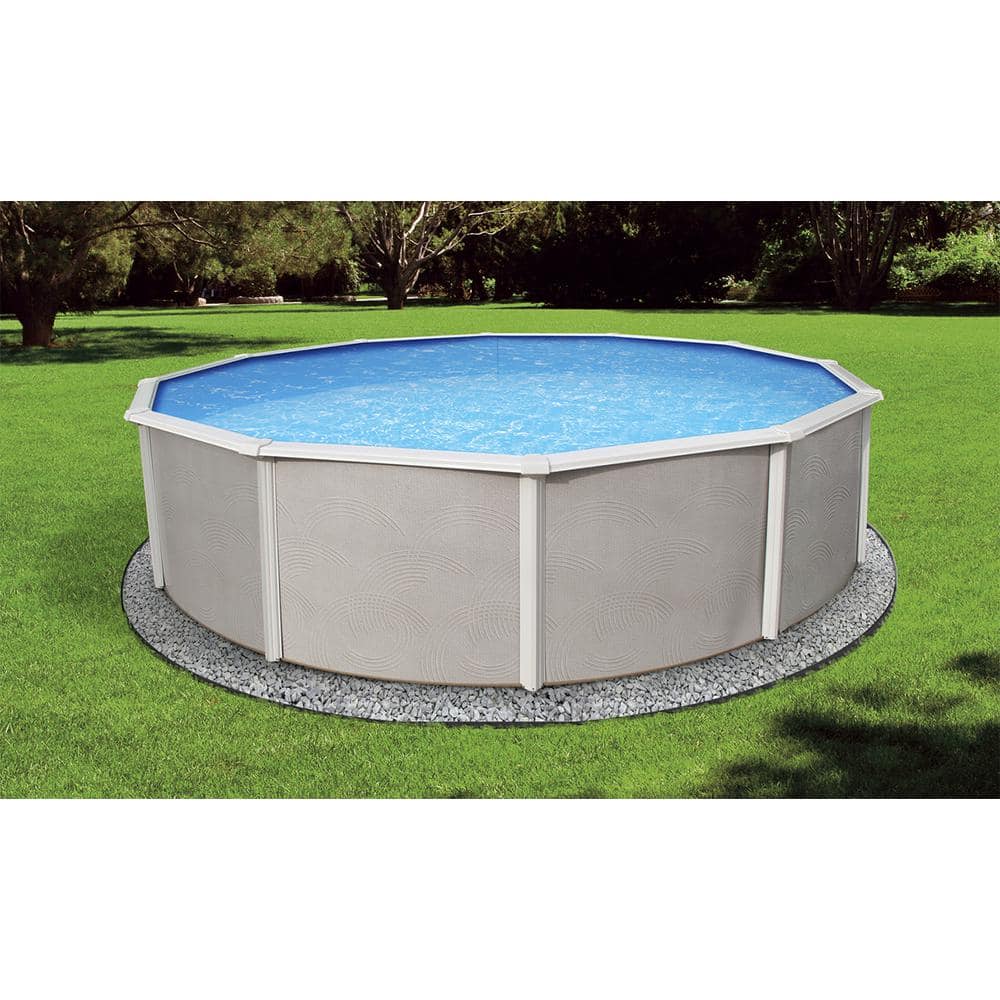 Blue Wave Belize 24 ft. Round x 52 in. Deep Metal Wall Above Ground Pool Package with 6 in. Top Rail NB3034