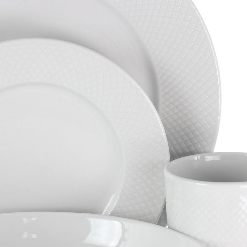 Elama Maisy 18 Piece Round Porcelain Dinnerware Set in White