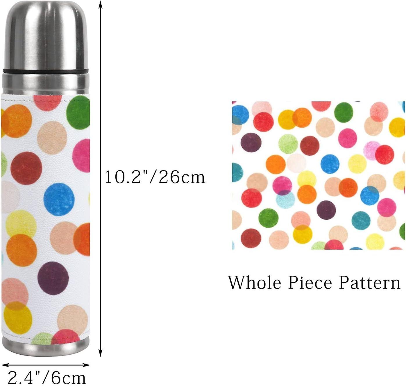 Insulated Mug Stainless Steel Water Bottle Colorful Polka Dot Vacuum Cup Travel Mug For Travel School Office