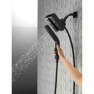 Delta In2ition 4-Spray Patterns 1.75 GPM 4.5 in. Wall Mount Dual Shower Heads in Matte Black 58473-BL