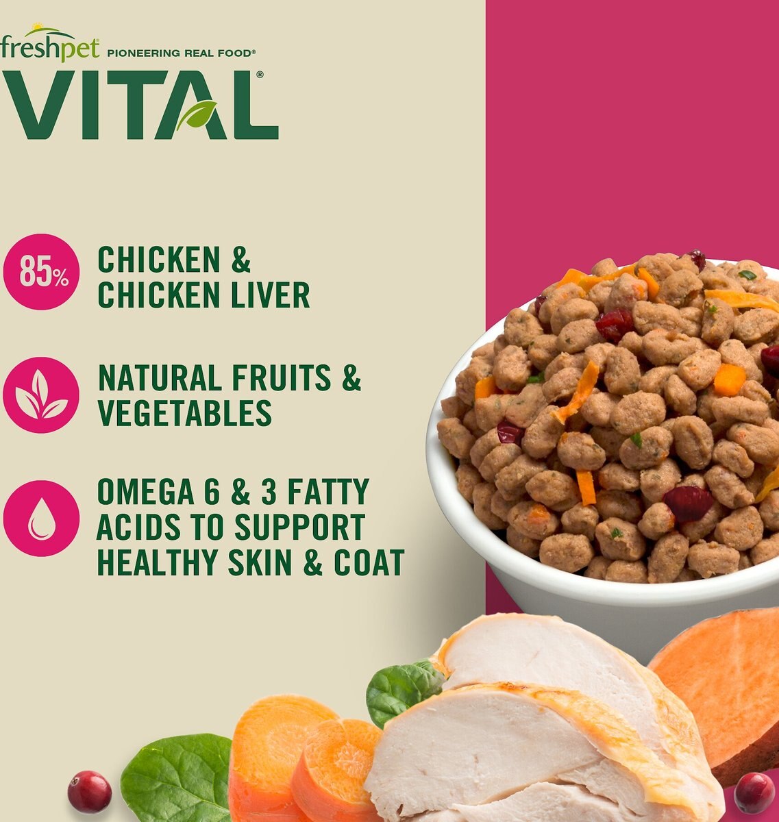 Freshpet Vital Chicken Recipe Grain-Free Small Breed Fresh Dog Food