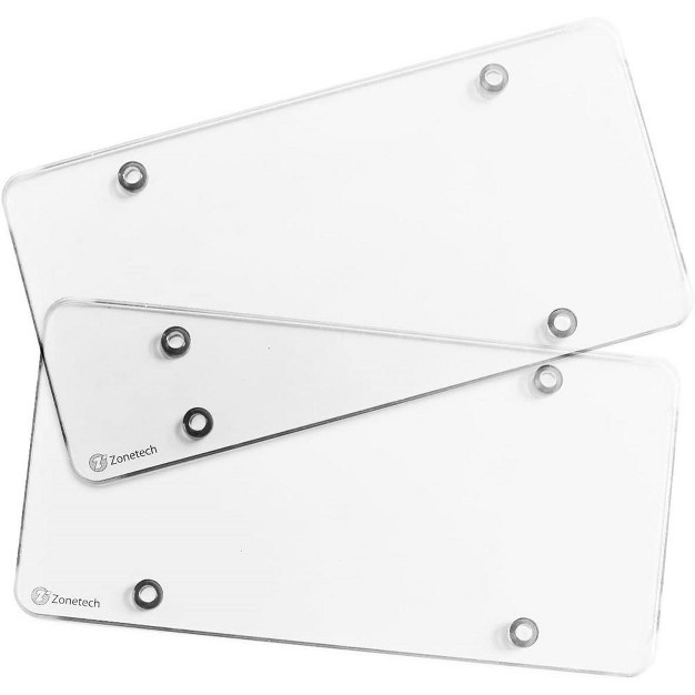 Zone Tech Car Clear License Plate Cover Frame 2 pack Premium Quality Novelty license Plate Clear Flat Shields fits Standard Us Plates