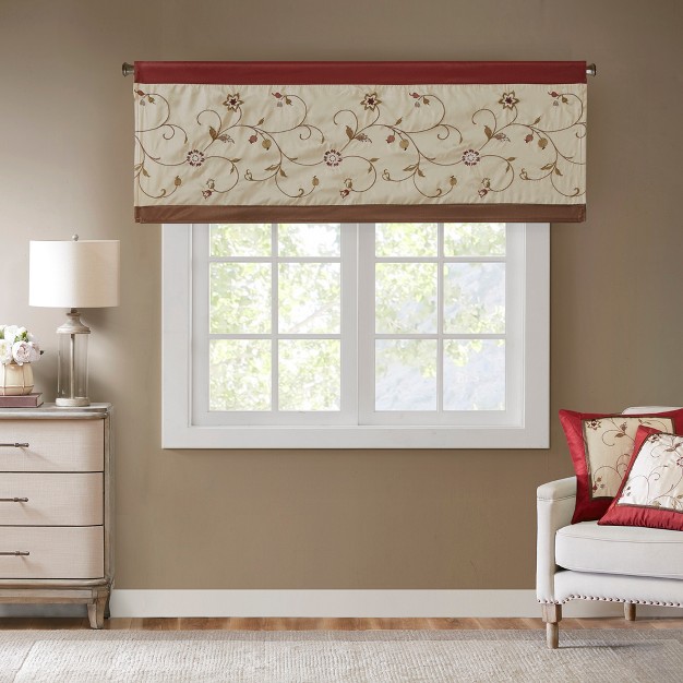 Monroe Embroidered Window Valance Red Madison Park