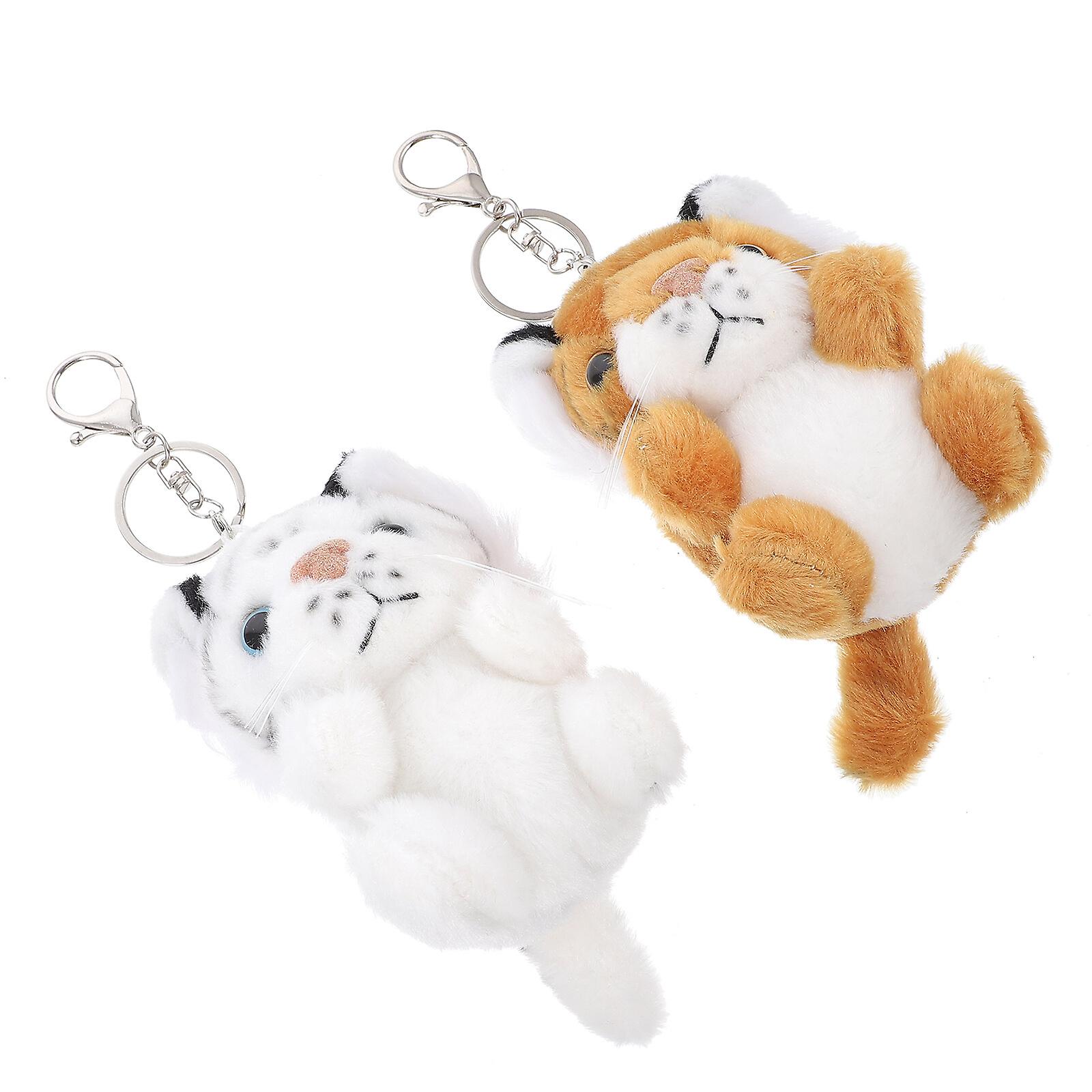 2 Pcs Home Lovely Tiger Pendant Simulated Tiger Doll Kids Decorative Plaything