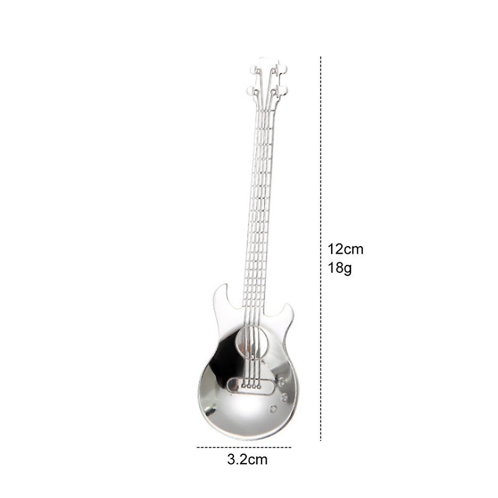 4 Pcs Guitar Coffee Spoons Stainless Steel Guitar Instrument Shaped Coffee Spoons Kitchen Utensil for Mixing Milkshake Tea Dessert Drink