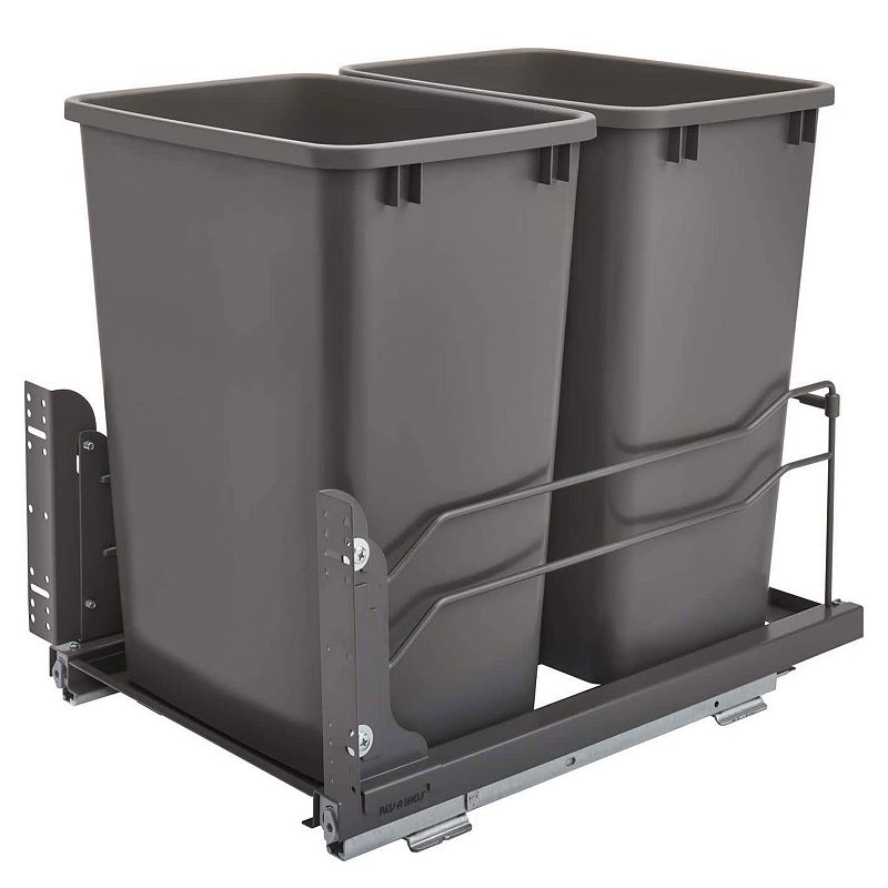 Rev-A-Shelf Double Pull Out Trash Can 35 Qt with Soft-Close， 53WC-1835SCDM-213