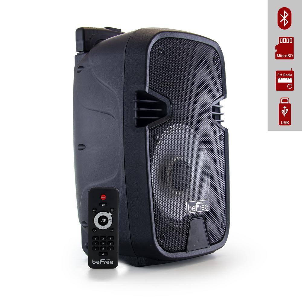 BEFREE SOUND 8 in. 400-Watt Bluetooth Portable Party Speaker with USB SD Input and Reactive Lights 985100187M