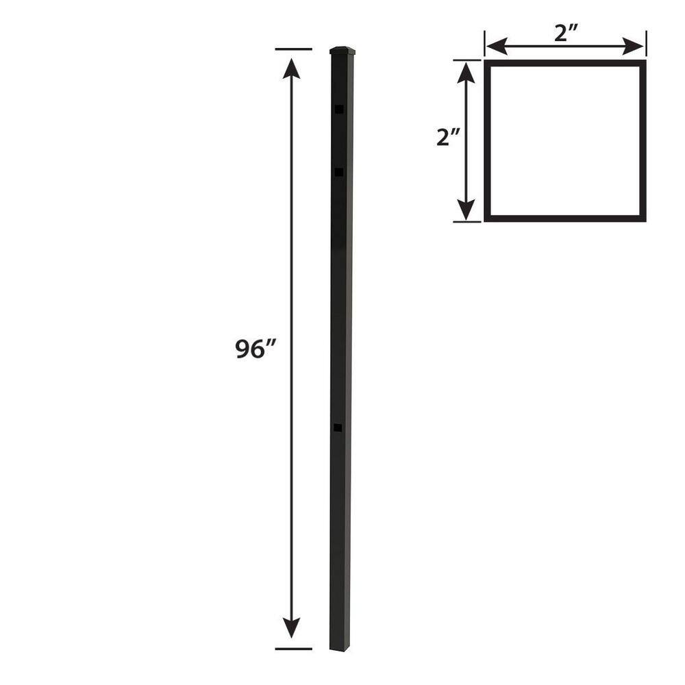 FORGERIGHT 96 in. 6 ft. Osprey Black Aluminum EndGate Post with Flat Cap 881973