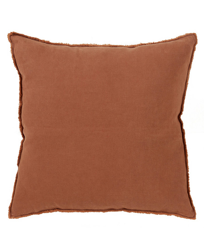 Saro Lifestyle Fringed Linen Decorative Pillow， 20