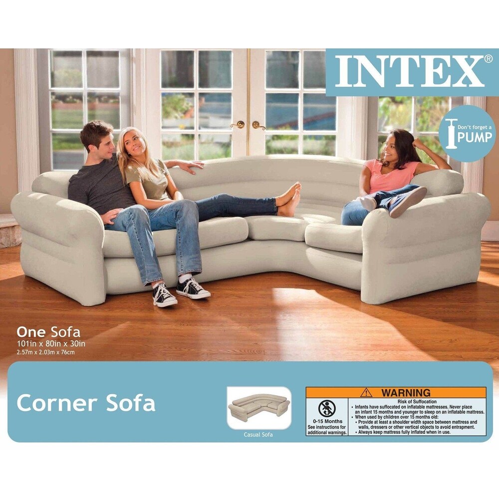 Intex Inflatable Corner Living Room Neutral Sectional Sofa 68575EP (2 Pack)   N/A