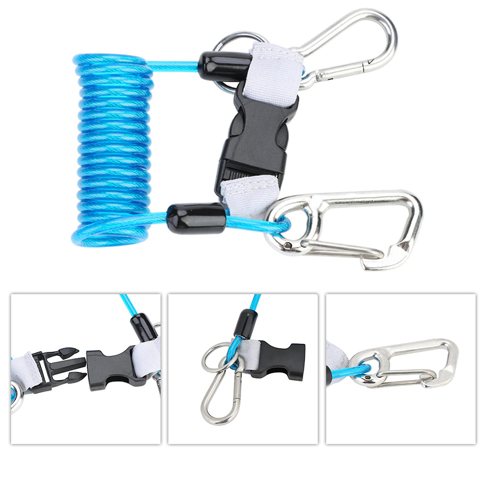 Keep Diving Anti Lost Spring Coil Lanyard Safety Emergency Tool With Quick Release (blue)