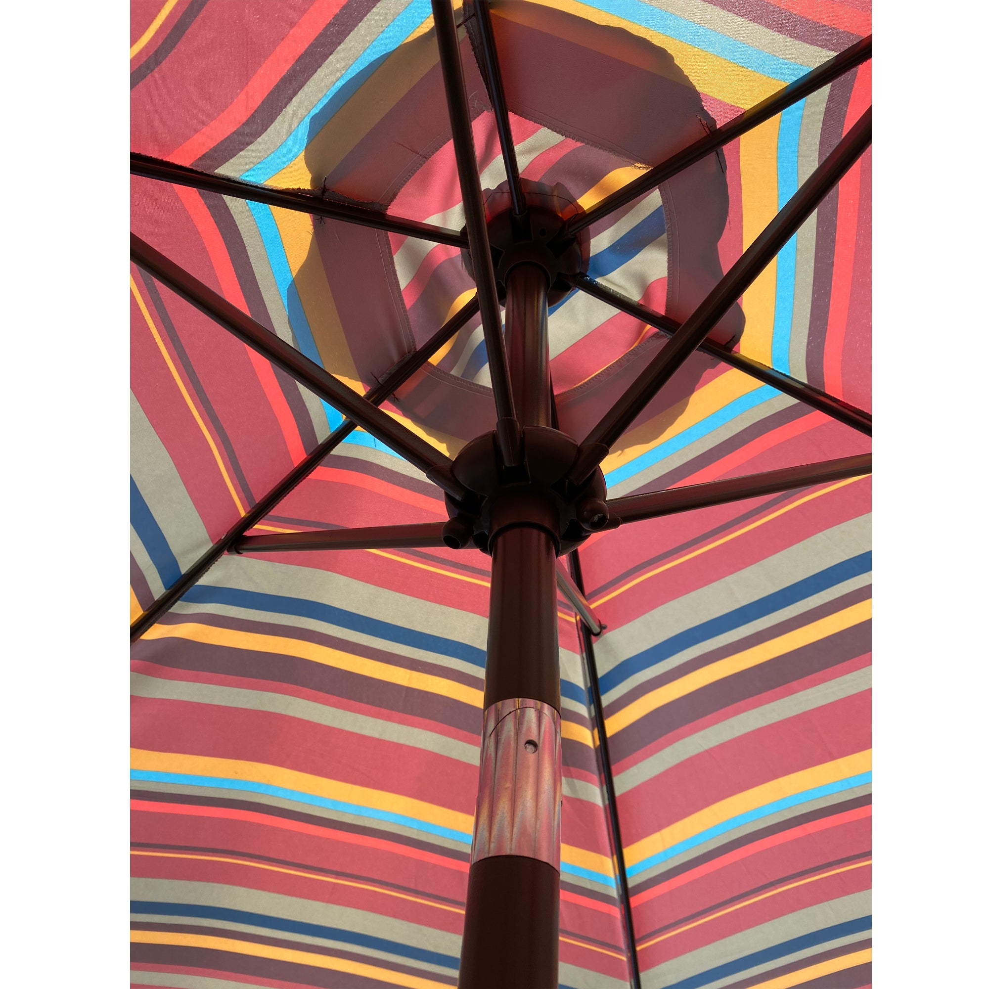 Tomshoo Outdoor Patio 8.6-Feet Market Table Umbrella with Push Button Tilt and Crank, Red Stripes[Umbrella Base is not Included]