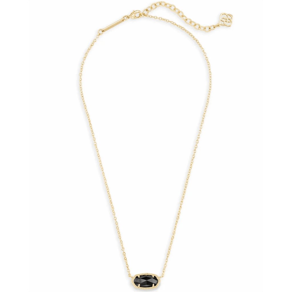 Kendra Scott  Elisa Gold Pendant Necklace In Black Opaque Glass