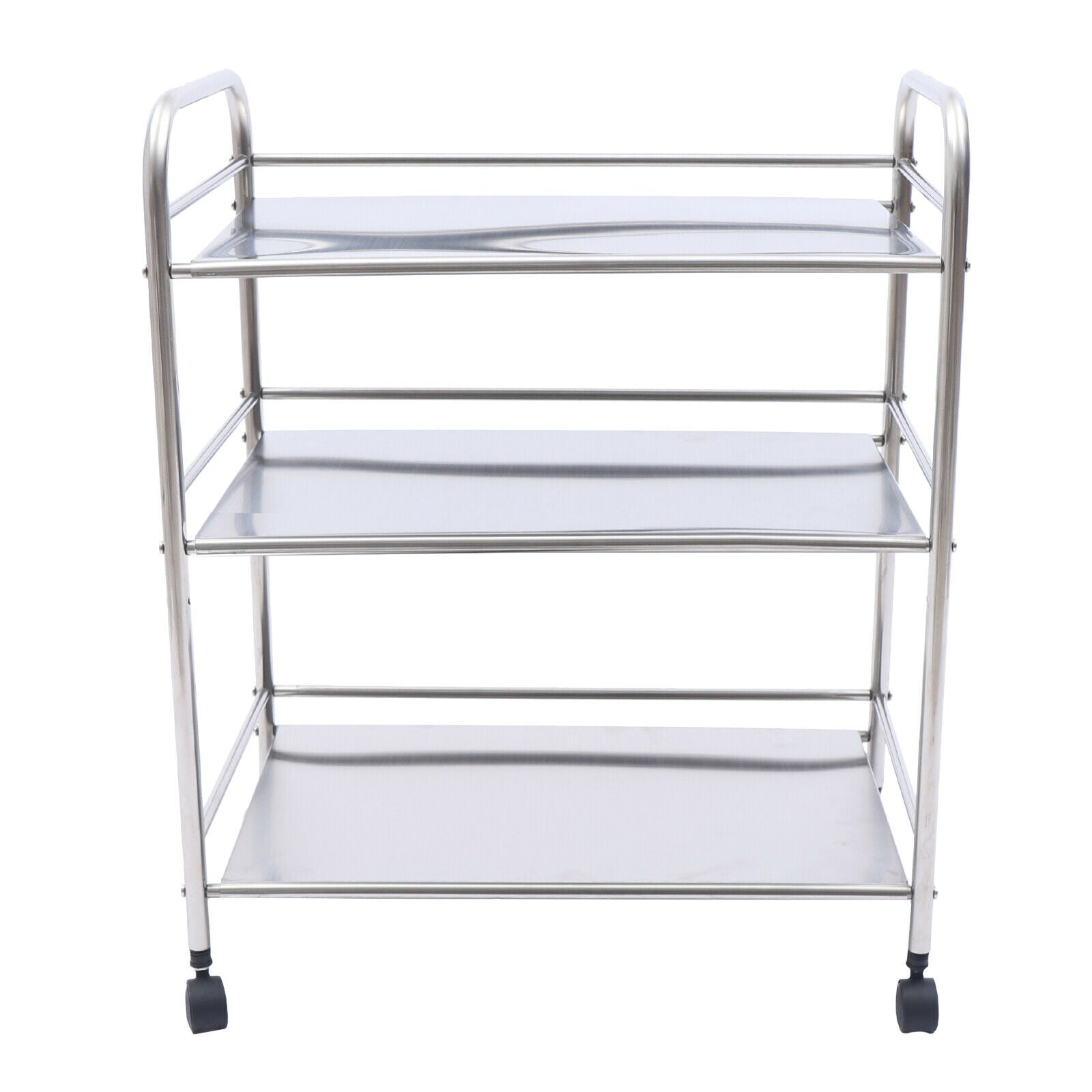 3 Tier Stainless Steel Utility Cart Multi-Purpose Cart Kitchen Island with Wheels Serving Trolley Catering Storage Shelf 3 Tier Rolling Cart with Handle Bar Serving Cart with Wheel