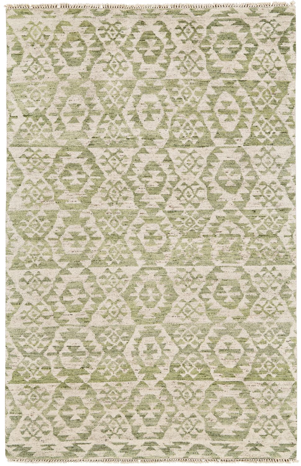 Shadan Hand Knotted Green and Ivory Rug by BD Fine