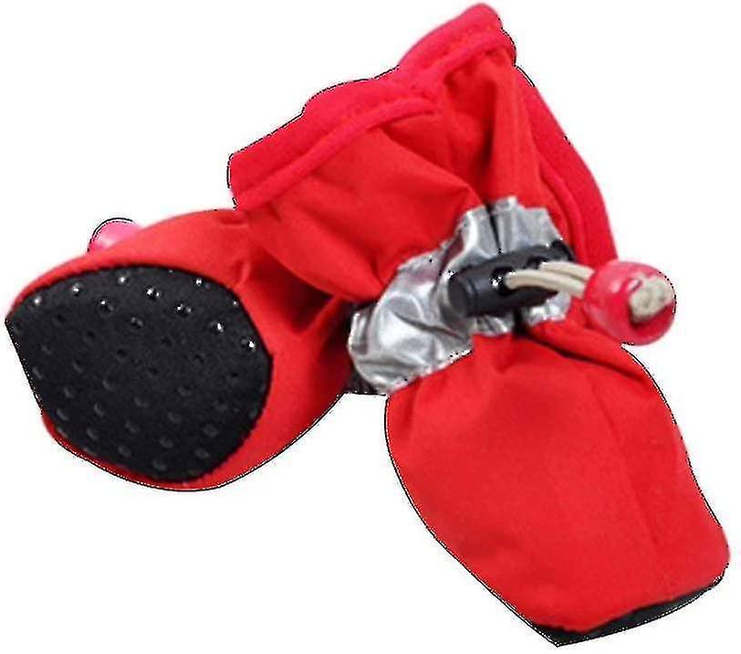 Waterproof Puppy Rain Boots， Set Of 4 Pet Boots， Soft Fabric Waterproof Dog Shoes (s，red)