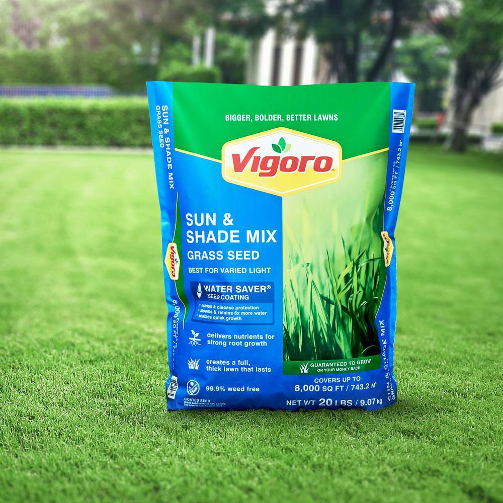 Vigoro 20 lbs. Sun and Shade Grass Seed Mix with Water Saver Seed Coating 25687