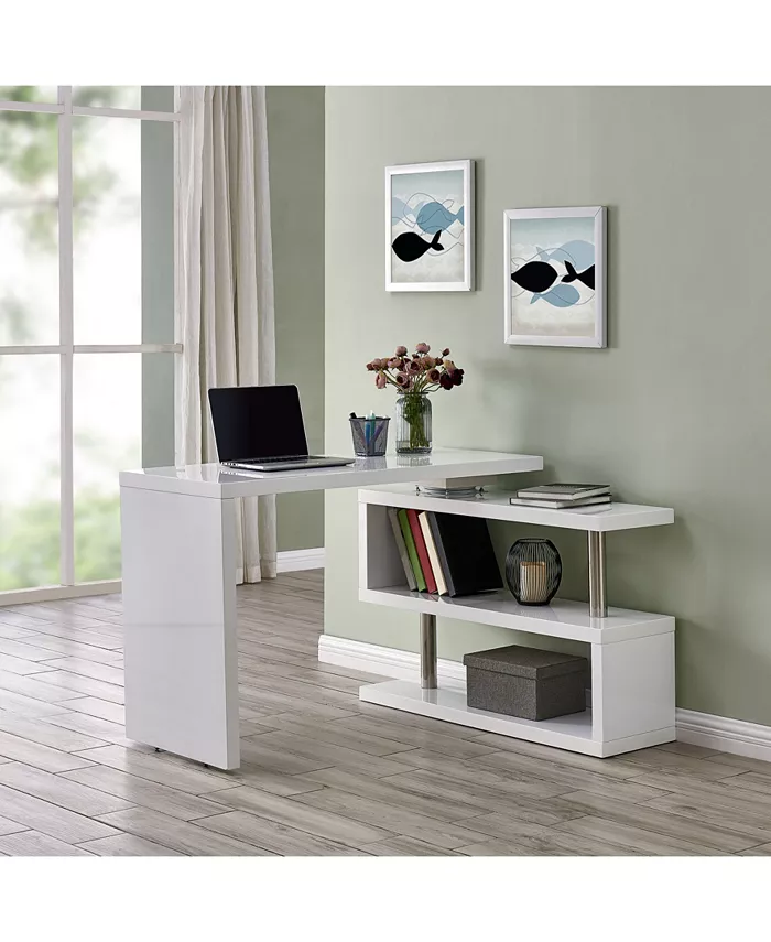 Southern Enterprises Tara Multifunctional Corner Desk with Shelves