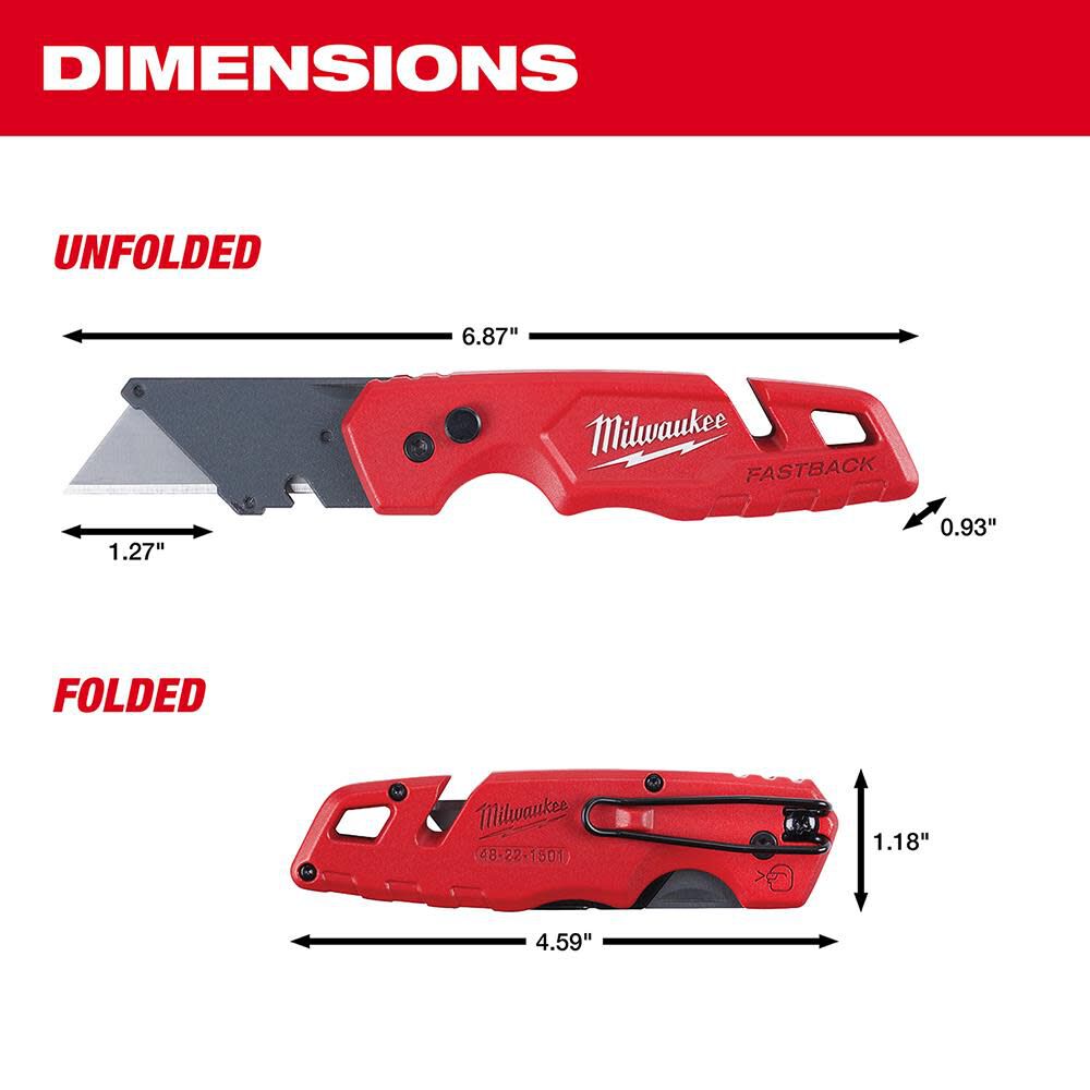 Milwaukee FASTBACK Folding Utility Knife 48-22-1501 from Milwaukee