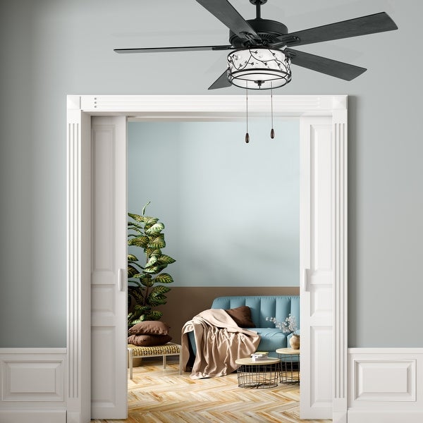 Serafina River of Goods Oil-Rubbed Bronze Metal 2-Light Floral Shade 52-Inch Ceiling Fan - 52