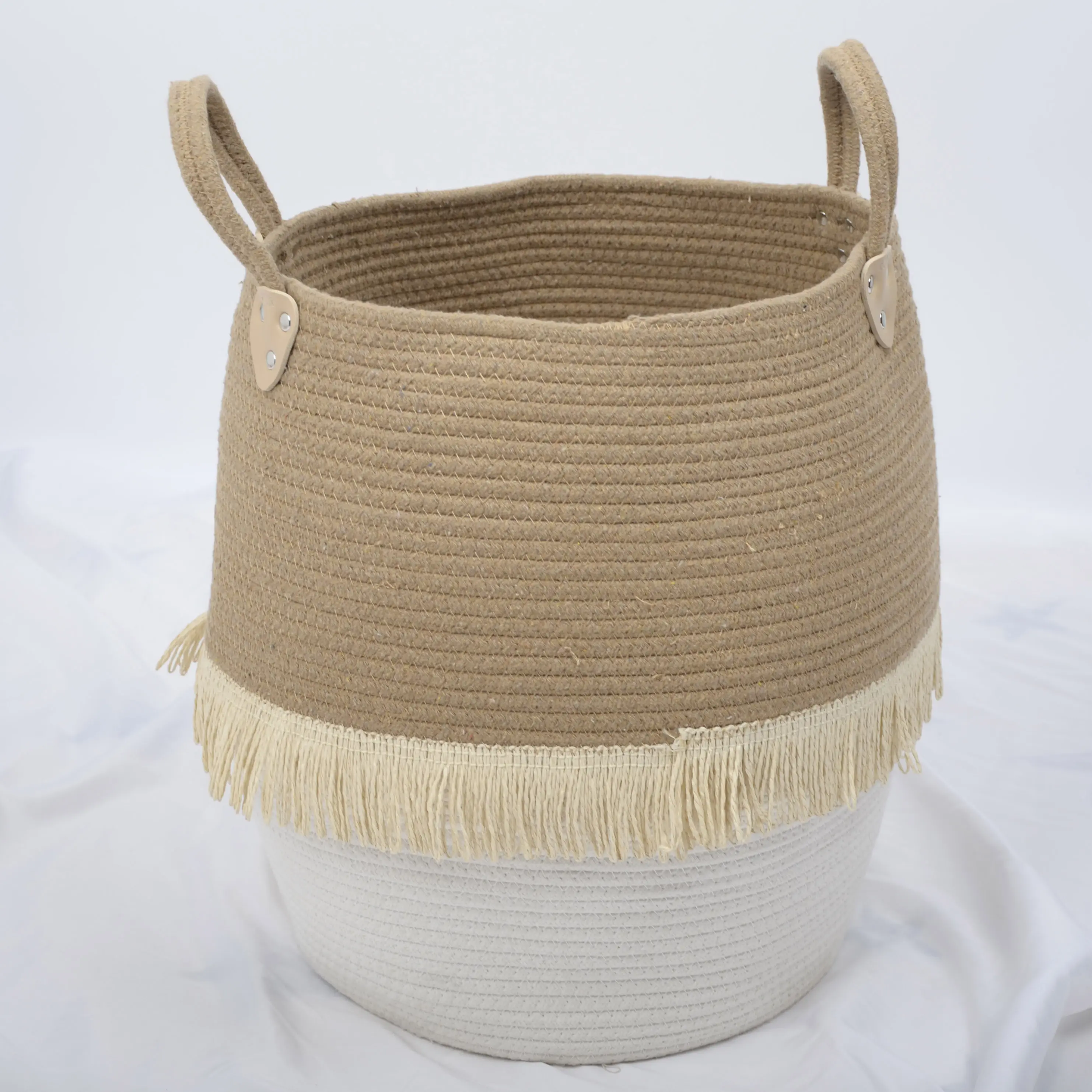 Wholesale Handmade Foldable Custom Laundry Basket Tassel Cotton String Gift  Plant Basket