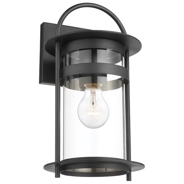 Bracer 1 Light Medium Wall Lantern Matte Black Finish with Clear Glass Shopping - The Best Deals on Outdoor Wall Lanterns | 39425083