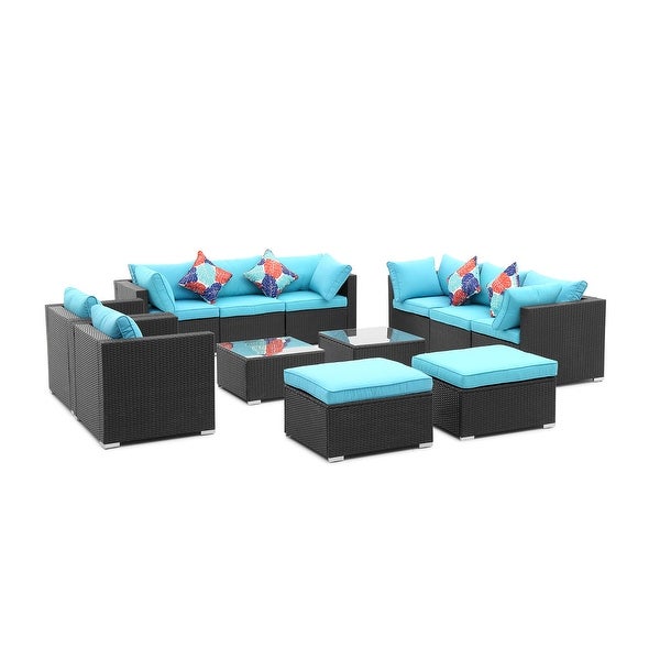 Zenova 12 Pcs Outdoor Patio Rattan Sofa Sectional Set - Overstock - 33151505