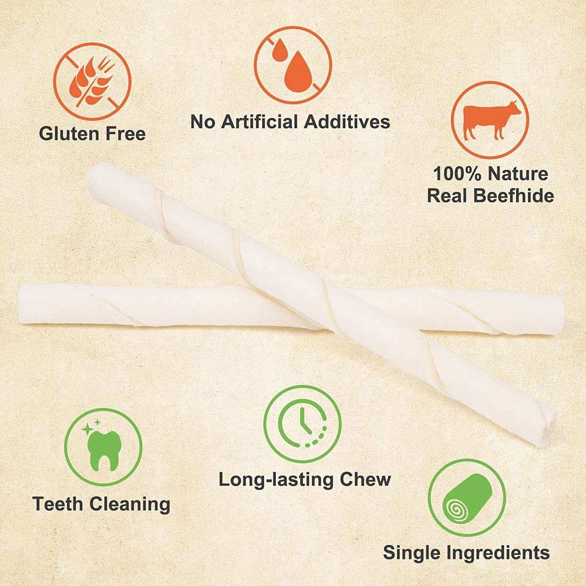 HOTSPOT PETS 5-inch All Natural Rawhide Twists Chews Dog Treats