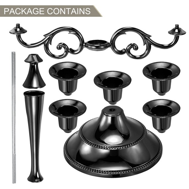 Unique Bargains Home Decor Wedding Birthday Party Candelabra Candle Holders 5 Arm Metal Candlestick