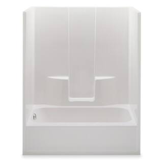 Aquatic Everyday 60 in. x 34.5 in. x 76.5 in. 1-Piece Bath and Shower Kit with Left Drain in White 6036SGL-WHHD