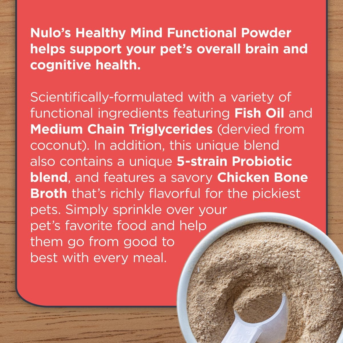 Nulo Functional Cognitive Health Powder Supplement for Dogs， 4.23-oz