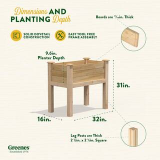 Greenes Fence 32 in. L x 16 in. W x 31 in. H Original Cedar Elevated Garden Bed RCEV1632