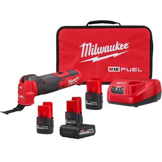 MW M12 FUEL 12V Lithium-Ion Cordless Oscillating Multi-Tool Kit w(2) High Output 2.5 Ah Batteries + (1) 5.0 Ah Battery 2526-21HO-48-11-2452S