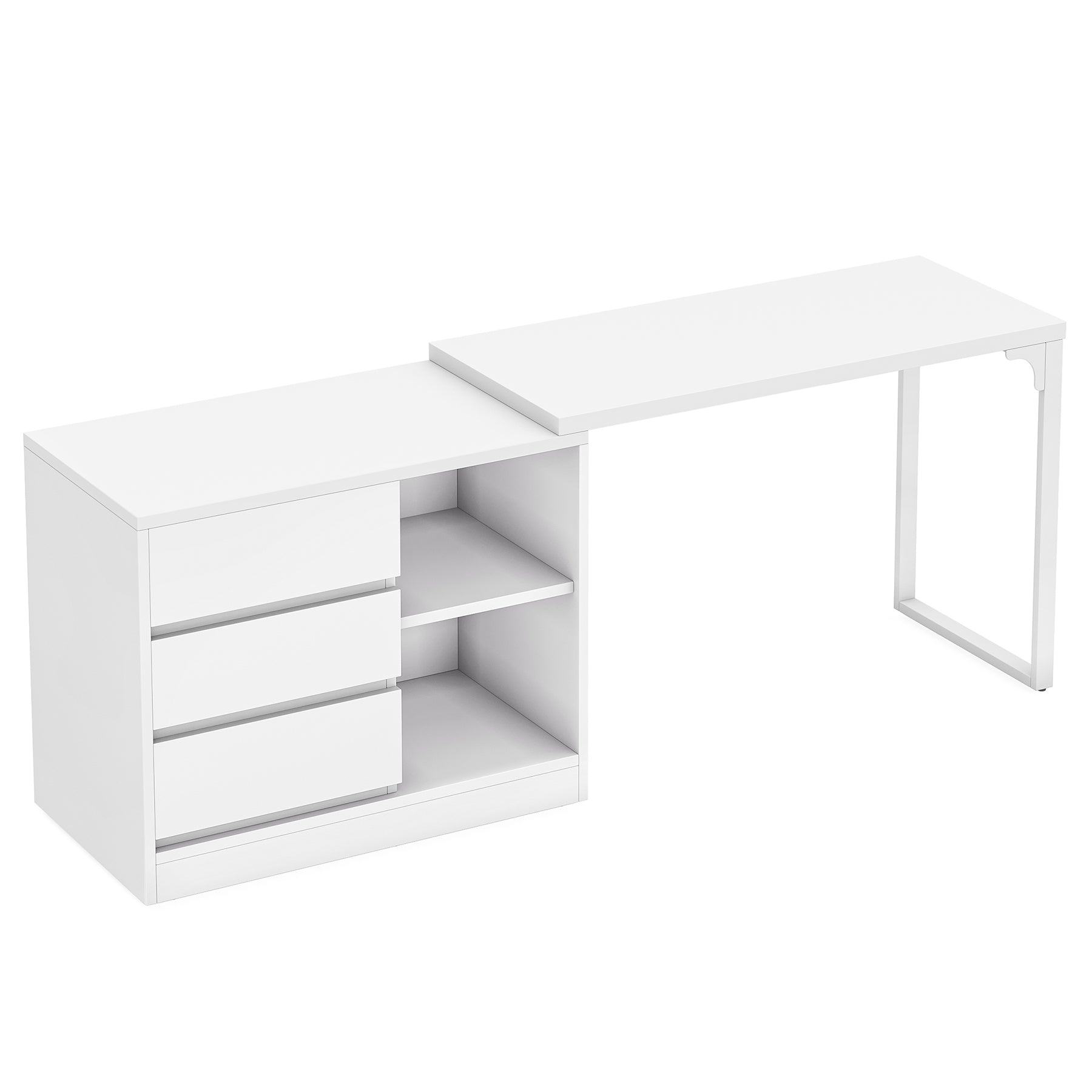 L-Shaped Computer Desk, Reversible Corner Desk With Drawer Cabinet