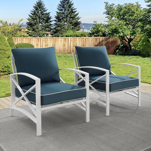 Kaplan 2pc Outdoor Accent Chairs Navy white Crosley